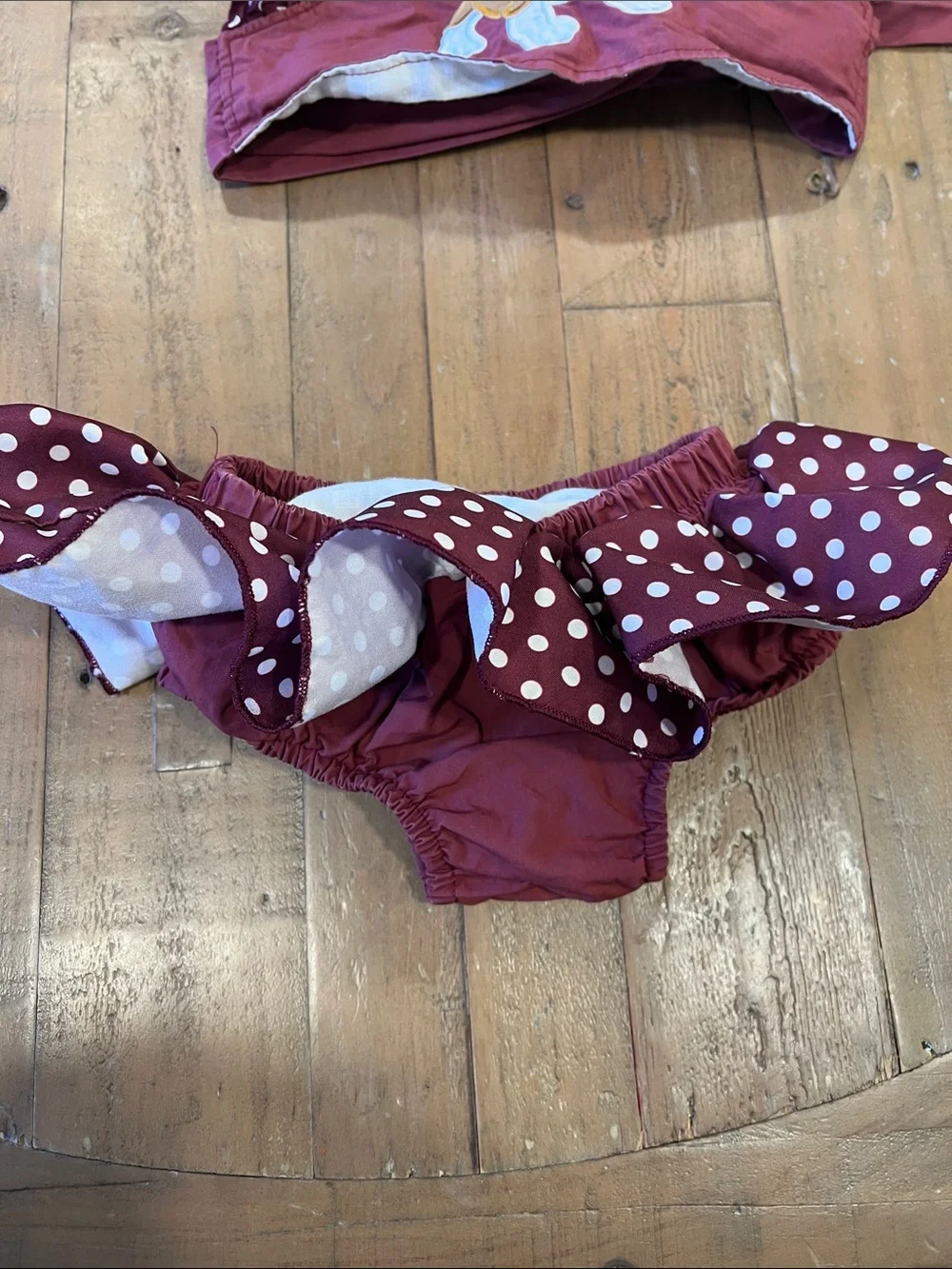 Addie Lou Blu bulldog polka dot sunsuit two piece 2T burgundy boutique